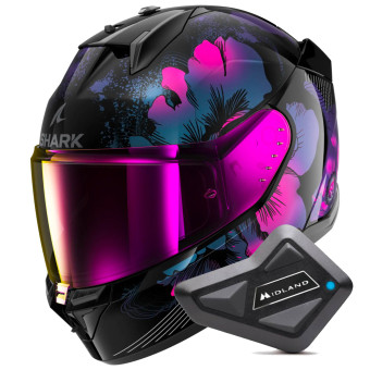 Casque Integral Shark D-Skwal 3 Mayfer KVX + Kit Bluetooth BT Mini