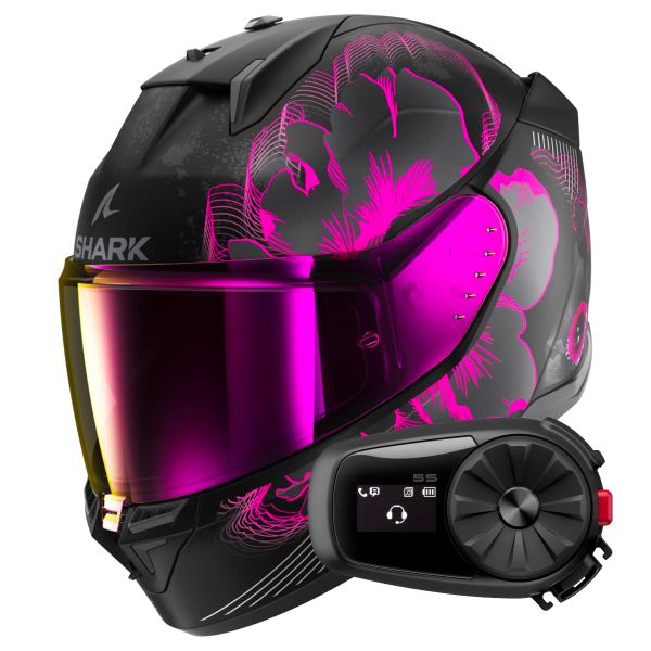 Casque Integral Shark D-Skwal 3 Mayfer Mat KVA + Kit Bluetooth 5S Solo