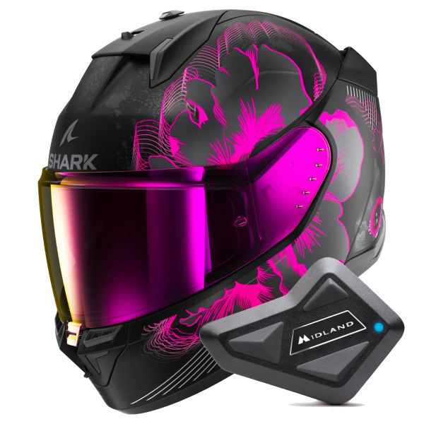 Casque Integral Shark D-Skwal 3 Mayfer Mat KVA + Kit Bluetooth BT Mini