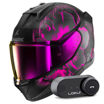 Casque Integral Shark D-Skwal 3 Mayfer Mat KVA + Kit Bluetooth Lokui K30