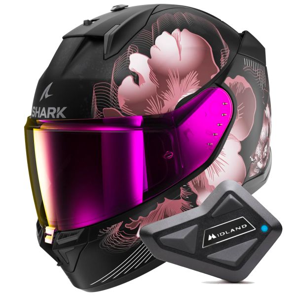 Casque Integral Shark D-Skwal 3 Mayfer Mat KVQ + Kit Bluetooth BT Mini