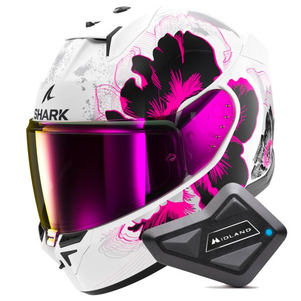 Casque Integral Shark D-Skwal 3 Mayfer WVA + Kit Bluetooth BT Mini