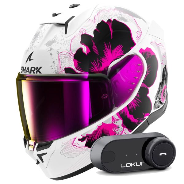 Casque Integral Shark D-Skwal 3 Mayfer WVA + Kit Bluetooth Lokui K30
