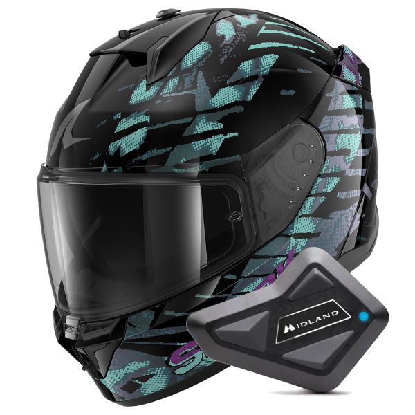 Casque Integral Shark D-Skwal 3 Reptaia Mat KXK + Kit Bluetooth BT Mini