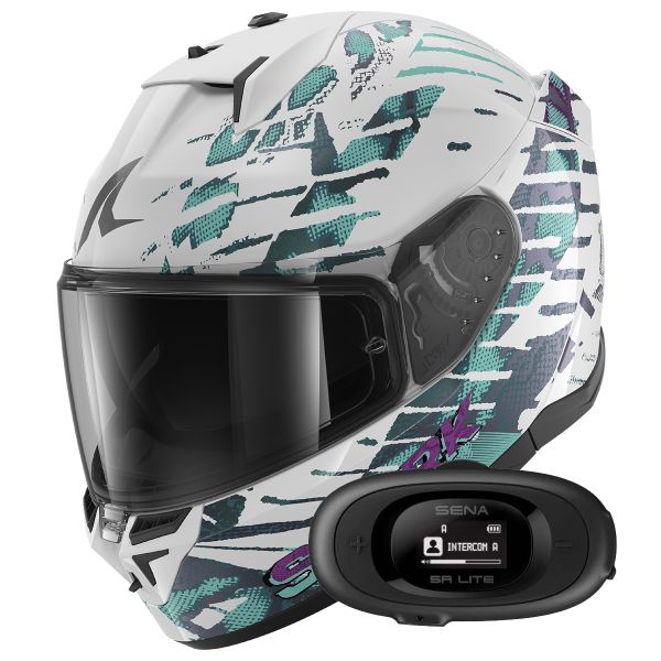 Casque Integral Shark D-Skwal 3 Reptaia WXW + Kit Bluetooth 5R Lite