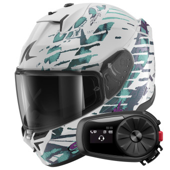 Casque Integral Shark D-Skwal 3 Reptaia WXW + Kit Bluetooth 5S Solo