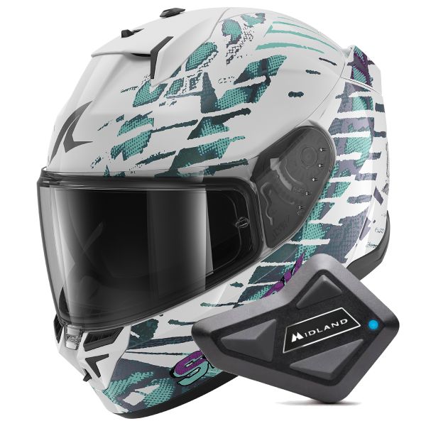 Casque Integral Shark D-Skwal 3 Reptaia WXW + Kit Bluetooth BT Mini