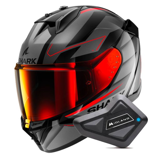 Casque Integral Shark D-Skwal 3 Sizler KAR + Kit Bluetooth BT Mini