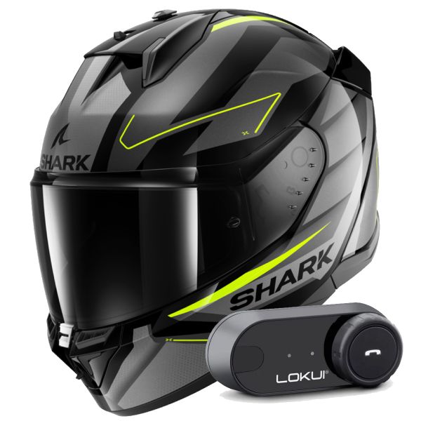 Casque Integral Shark D-Skwal 3 Sizler KAY + Kit Bluetooth Lokui K30
