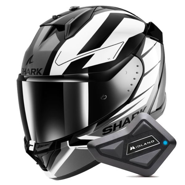 Casque Integral Shark D-Skwal 3 Sizler KWA + Kit Bluetooth BT Mini