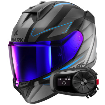 Casque Integral Shark D-Skwal 3 Sizler Mat KAB + Kit Bluetooth 5S Solo