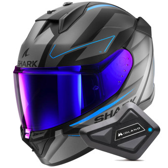 Casque Integral Shark D-Skwal 3 Sizler Mat KAB + Kit Bluetooth BT Mini