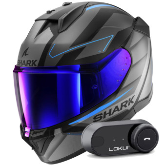 Casque Integral Shark D-Skwal 3 Sizler Mat KAB + Kit Bluetooth Lokui K30