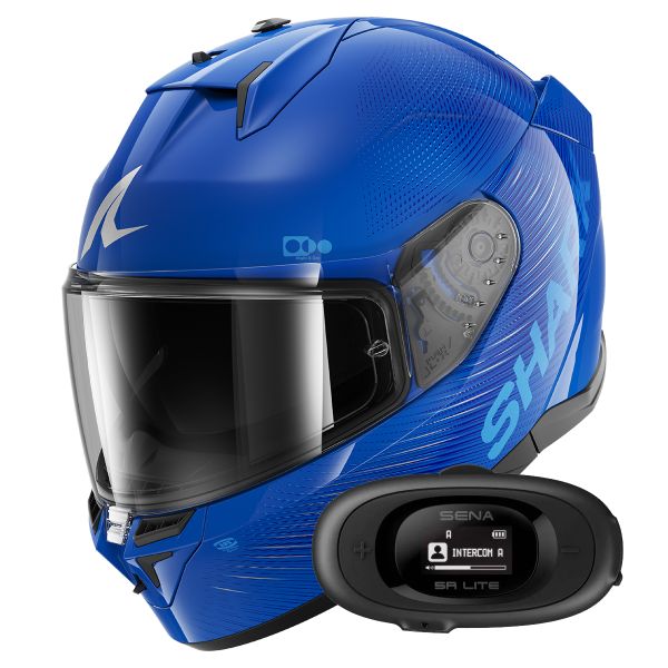 Casque Integral Shark D-Skwal 3 SP Lyne BSB + Kit Bluetooth 5R Lite