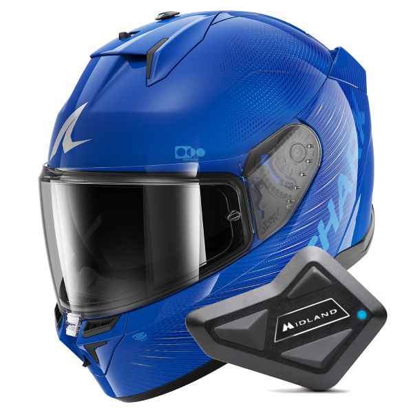 Casque Integral Shark D-Skwal 3 SP Lyne BSB + Kit Bluetooth BT Mini
