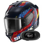Casque Integral Shark D-Skwal 3 Speed-Vib BRB + Kit Bluetooth 5R Lite