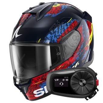 Casque Integral Shark D-Skwal 3 Speed-Vib BRB + Kit Bluetooth 5S Solo