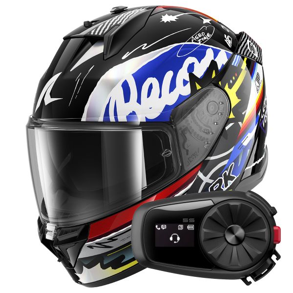 Casque Integral Shark D-Skwal 3 Streetrush KBU + Kit Bluetooth 5S Solo