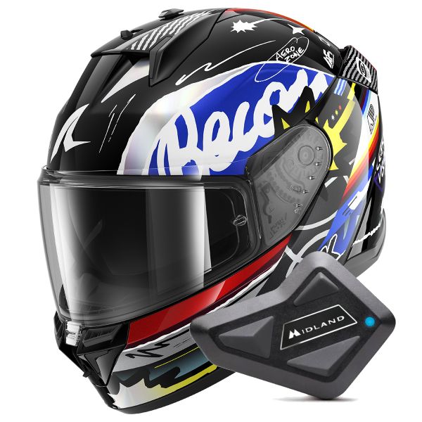 Casque Integral Shark D-Skwal 3 Streetrush KBU + Kit Bluetooth BT Mini