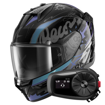 Casque Integral Shark D-Skwal 3 Streetrush KGU + Kit Bluetooth 5S Solo