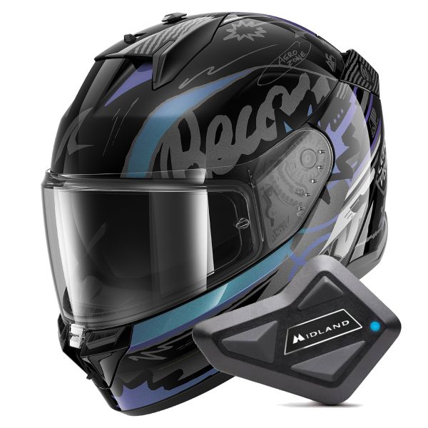 Casque Integral Shark D-Skwal 3 Streetrush KGU + Kit Bluetooth BT Mini