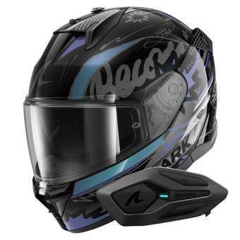 Casque Integral Shark D-Skwal 3 Streetrush KGU + Kit Bluetooth Sena for Shark Solo