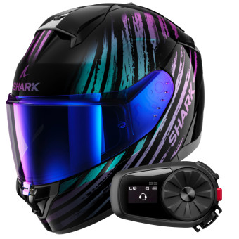 Casque Integral Shark Ridill 2 Assya KXK + Kit Bluetooth 5S