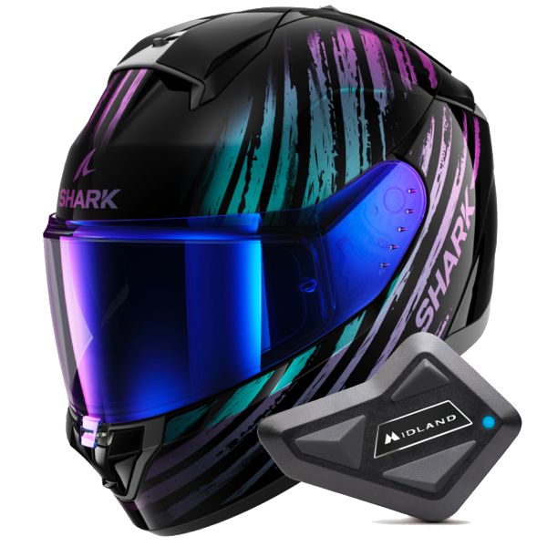 Casque Integral Shark Ridill 2 Assya KXK + Kit Bluetooth BT Mini Casque Integral Shark Ridill 2 Assya KXK + Kit Bluetooth BT Mini