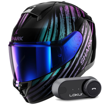 Casque Integral Shark Ridill 2 Assya KXK + Kit Bluetooth Lokui K30