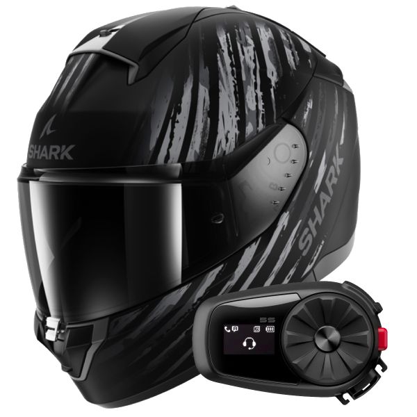 Casque Integral Shark Ridill 2 Assya Mat KAA + Kit Bluetooth 5S