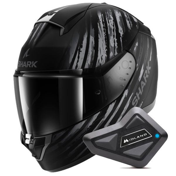 Casque Integral Shark Ridill 2 Assya Mat KAA + Kit Bluetooth BT Mini