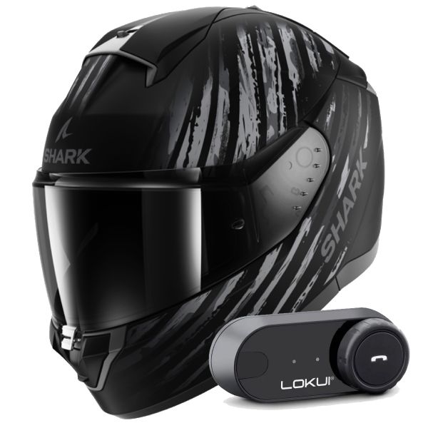 Casque Integral Shark Ridill 2 Assya Mat KAA + Kit Bluetooth Lokui K30