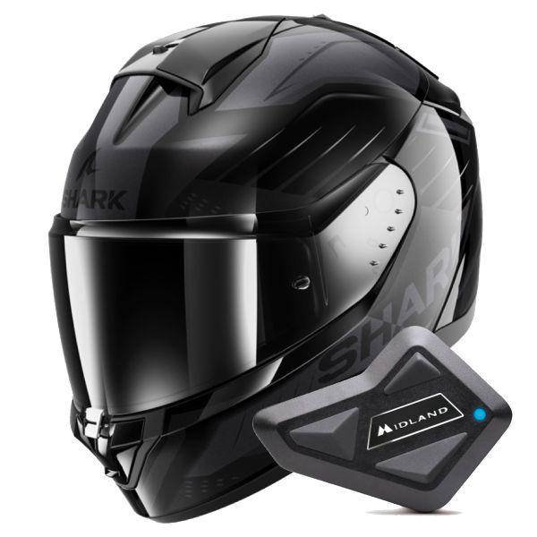 Casque Integral Shark Ridill 2 Bersek KAA + Kit Bluetooth BT Mini