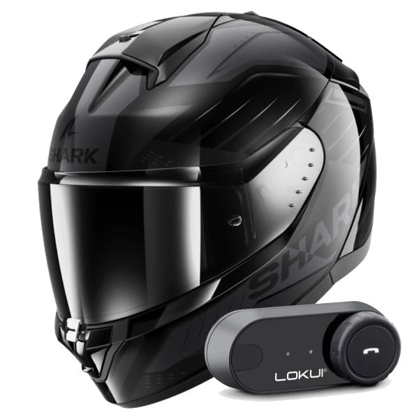 Casque Integral Shark Ridill 2 Bersek KAA + Kit Bluetooth Lokui K30