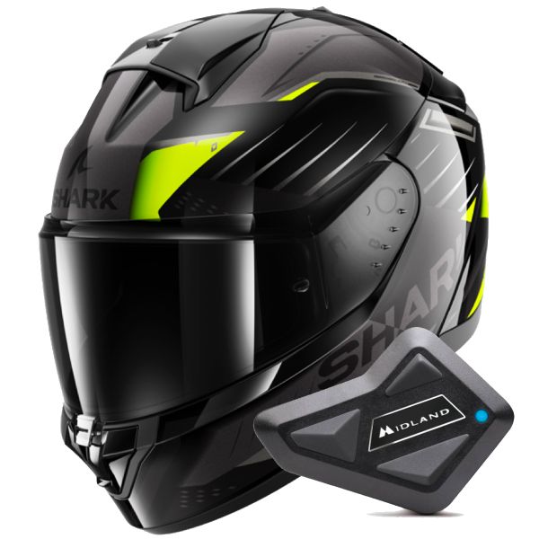 Casque Integral Shark Ridill 2 Bersek KGA + Kit Bluetooth BT Mini