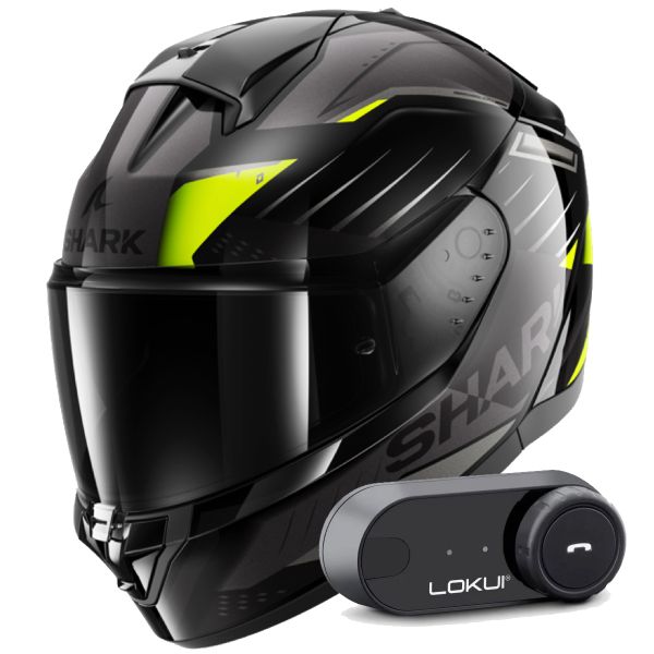 Casque Integral Shark Ridill 2 Bersek KGA + Kit Bluetooth Lokui K30