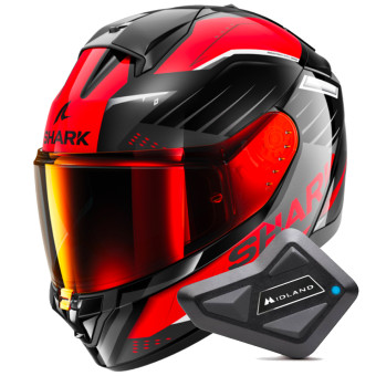 Casque Integral Shark Ridill 2 Bersek KRA + Kit Bluetooth BT Mini