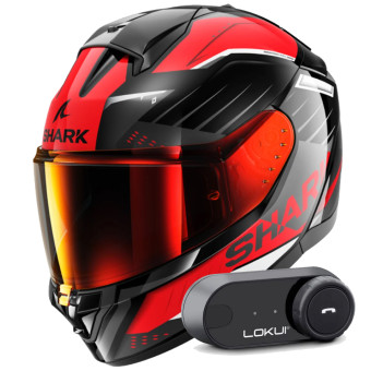 Casque Integral Shark Ridill 2 Bersek KRA + Kit Bluetooth Lokui K30