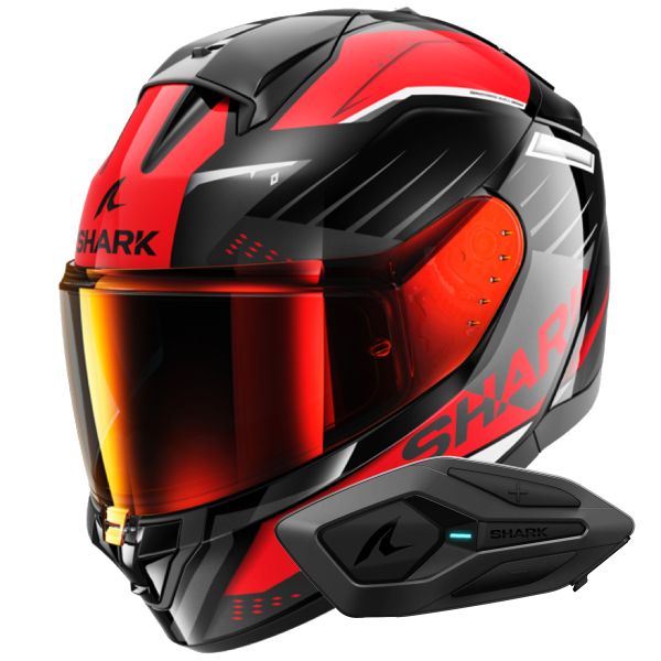 Casque Integral Shark Ridill 2 Bersek KRA + Kit Bluetooth Sena for Shark Solo