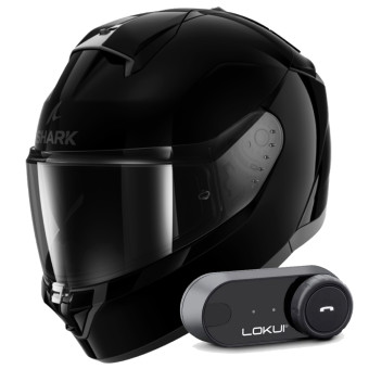 Casque Integral Shark Ridill 2 Blank BLK + Kit Bluetooth Lokui K30