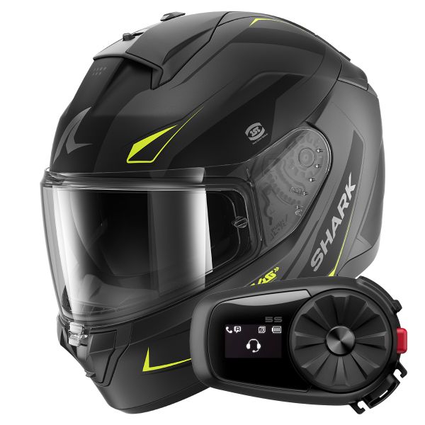 Casque Integral Shark Ridill 2 Mekarium Mat AAY + Kit Bluetooth 5S Solo