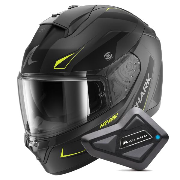 Casque Integral Shark Ridill 2 Mekarium Mat AAY + Kit Bluetooth BT Mini