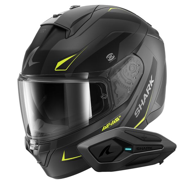 Casque Integral Shark Ridill 2 Mekarium Mat AAY + Kit Bluetooth Sena for Shark Solo