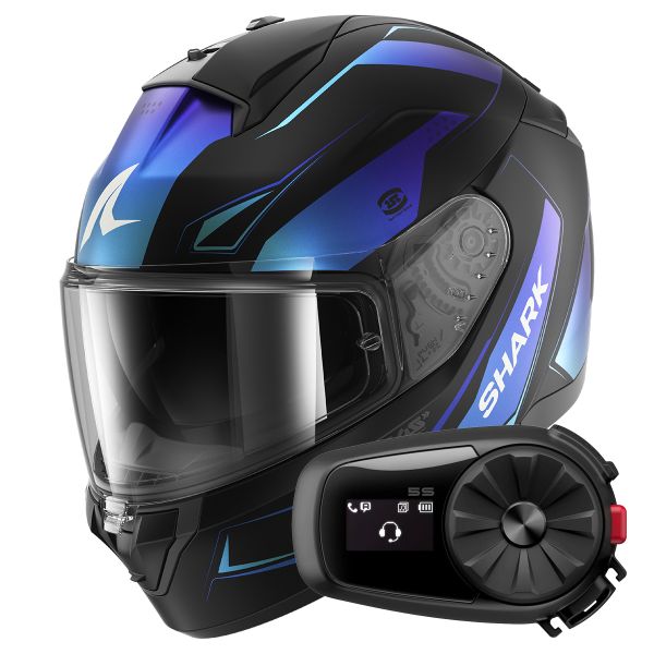 Casque Integral Shark Ridill 2 Mekarium Mat KBB + Kit Bluetooth 5S Solo