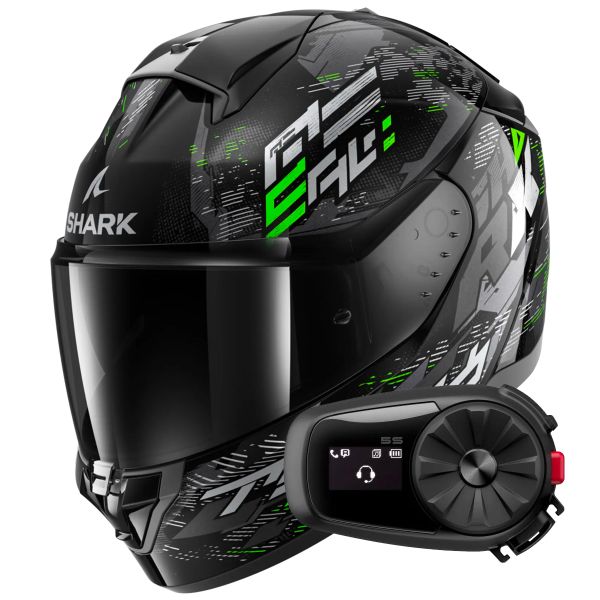 Casque Integral Shark Ridill 2 Molokai KSG + Kit Bluetooth 5S Solo