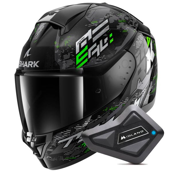 Casque Integral Shark Ridill 2 Molokai KSG + Kit Bluetooth BT Mini