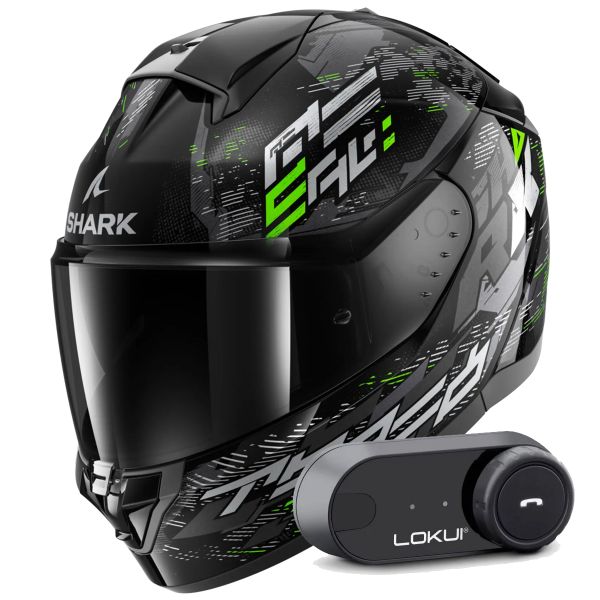 Casque Integral Shark Ridill 2 Molokai KSG + Kit Bluetooth Lokui K30