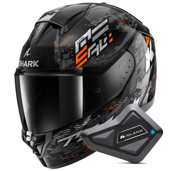 Casque Integral Shark Ridill 2 Molokai KSO + Kit Bluetooth BT Mini