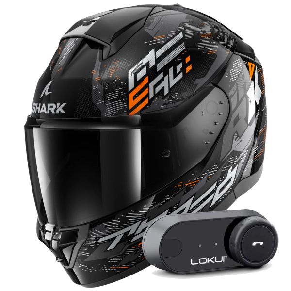 Casque Integral Shark Ridill 2 Molokai KSO + Kit Bluetooth Lokui K30