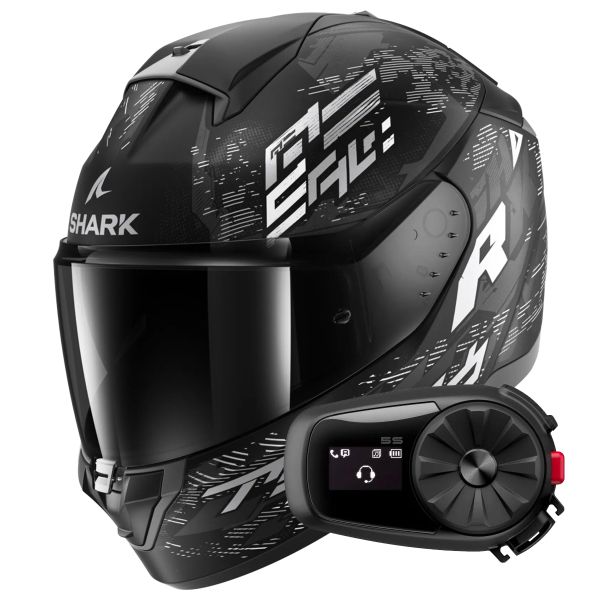 Casque Integral Shark Ridill 2 Molokai Mat KWS + Kit Bluetooth 5S Solo